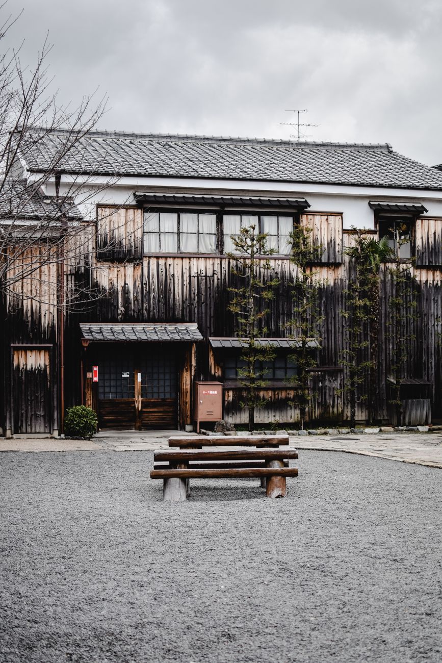 Traditional Japanese wooden latticework in Kyoto